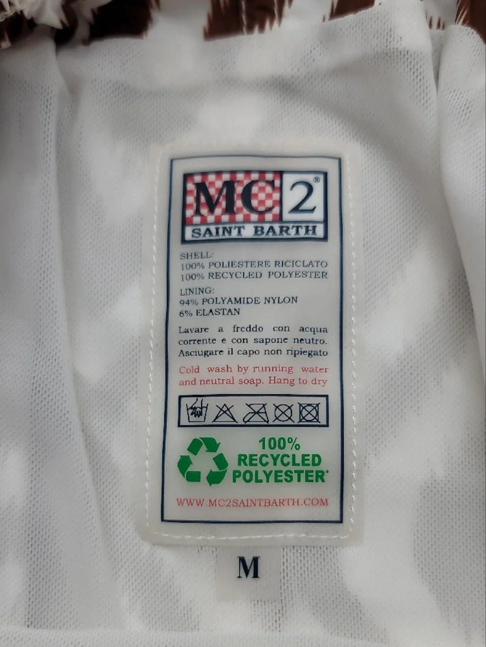 MC2 Saint Barth Brown and white pattern Caprese swim shorts Size Medium